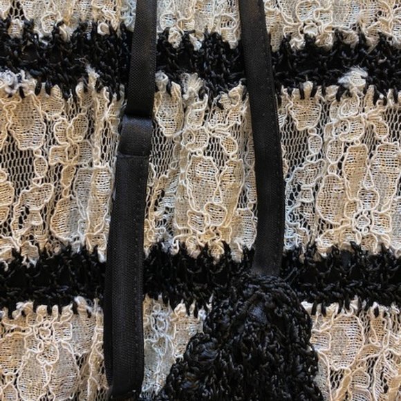 Free People Crochet/Lace Spaghetti Straps Midi Dress Black/Ivory Size XS - Picture 9 of 12